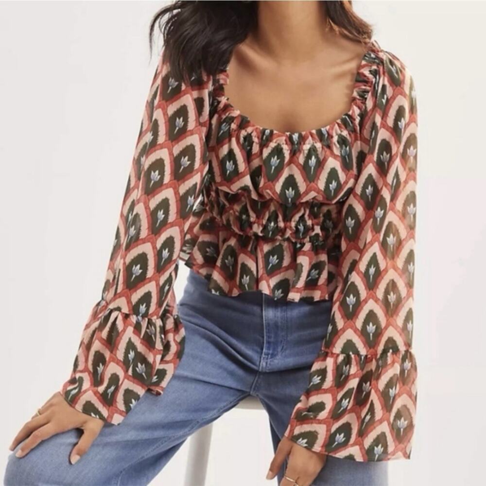 Hutch Anthropologie Long Sleeve Boho Top Small NWT